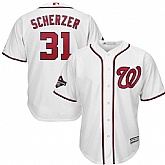 Nationals 31 Max Scherzer White 2019 World Series Champions Cool Base Jersey Dzhi,baseball caps,new era cap wholesale,wholesale hats